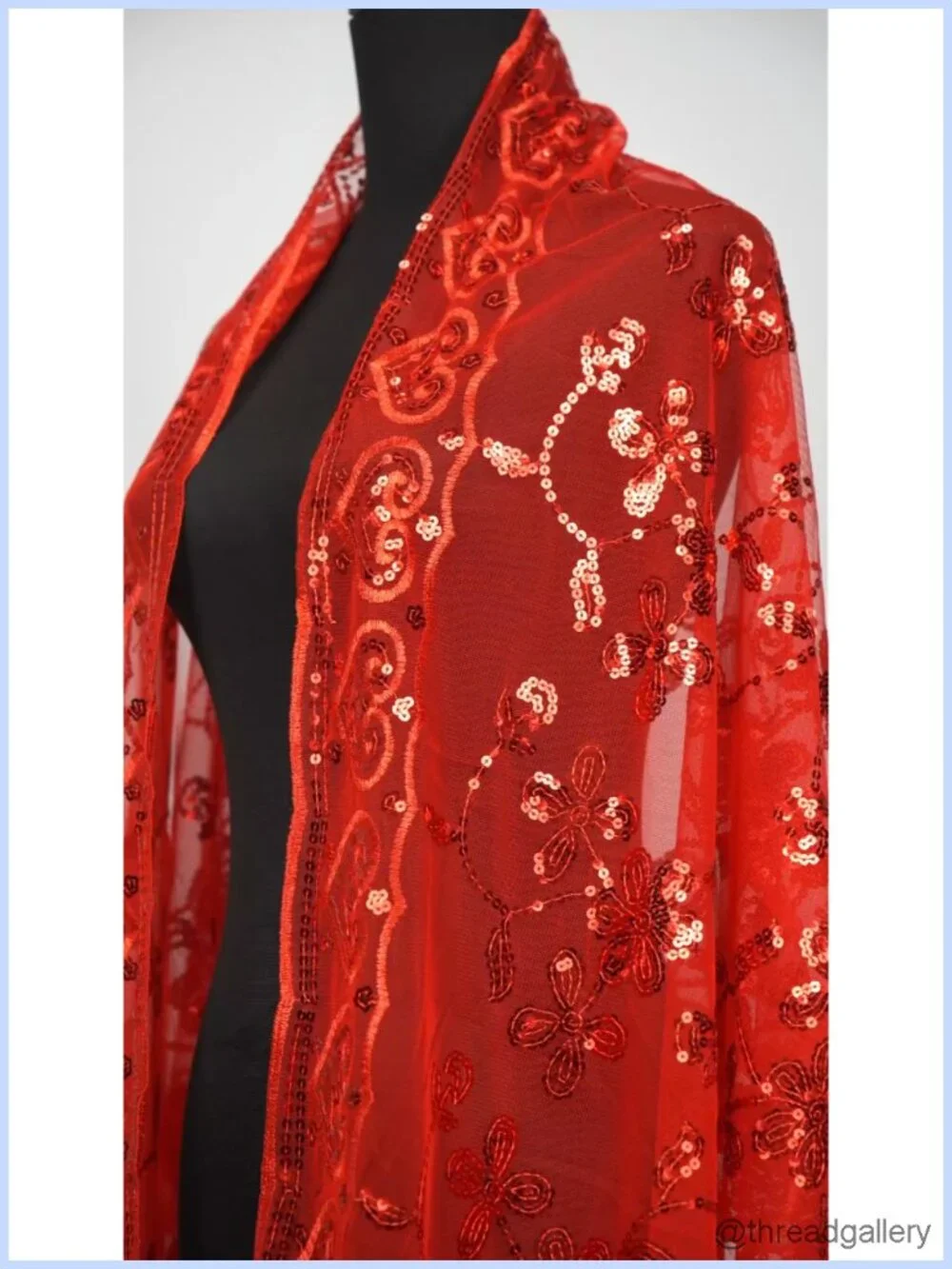 Sequin Lace Floral Wrap Shawl Stole Pashmina Bridal Evening Party